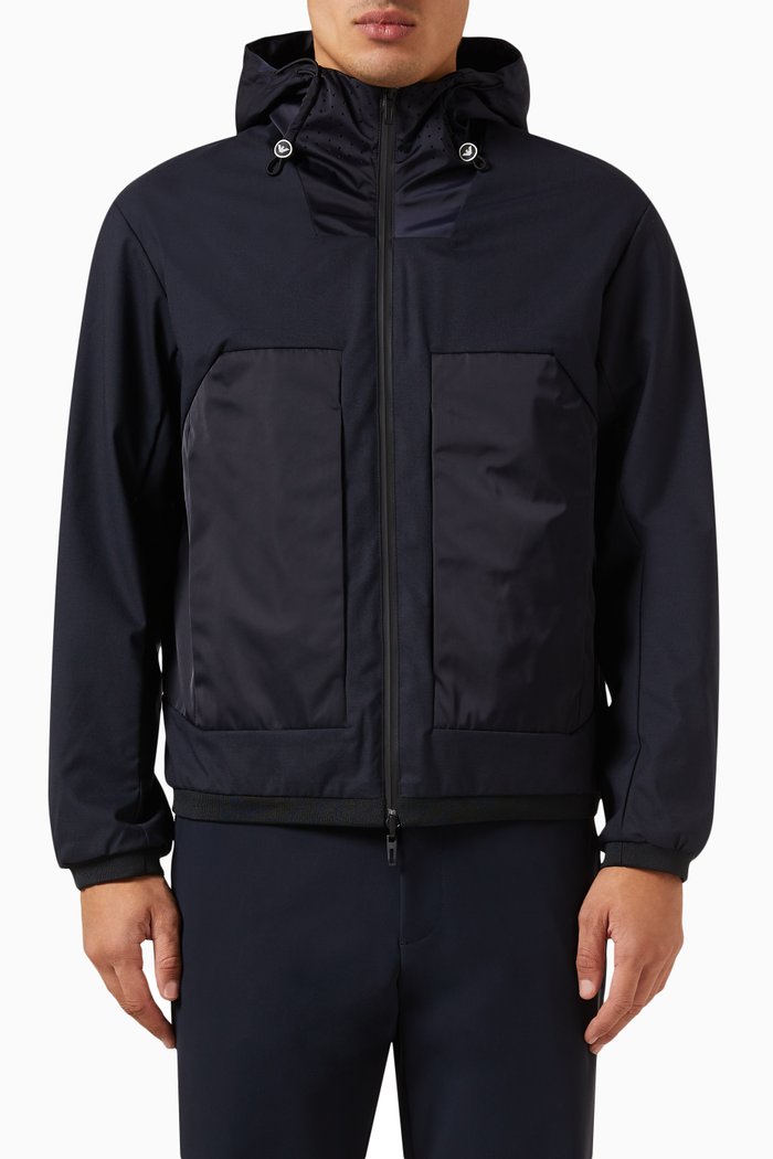 

Hooded Jacket in Nylon, Blue