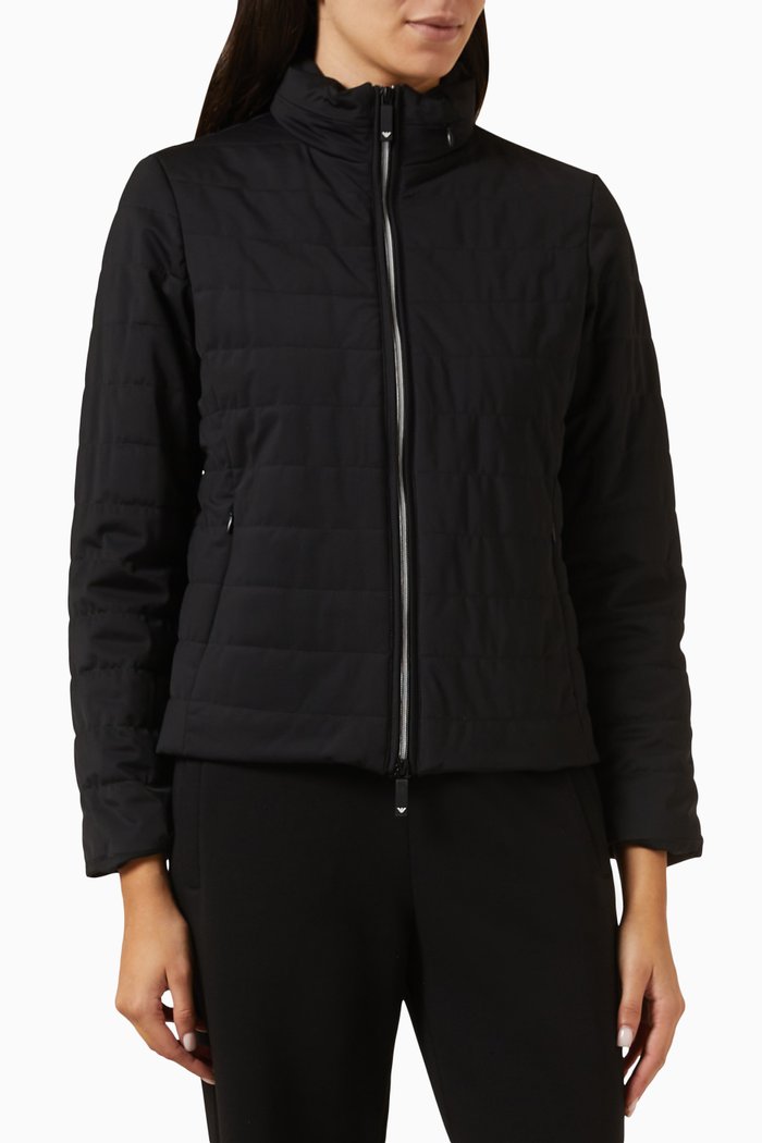 

High-collar Padded Jacket in Nylon, Black