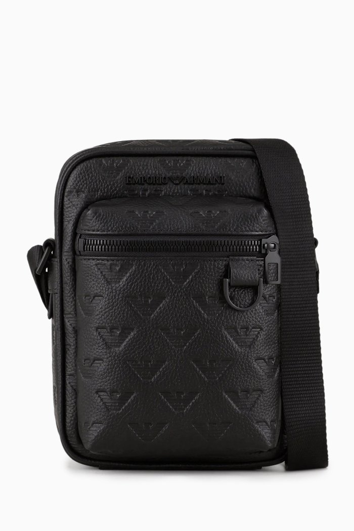 

Eagle Logo Crossbody Bag in Leather, Black
