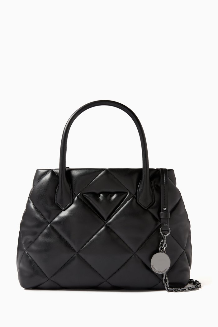 

Medium EA Tote Bag in Nappa Leather, Black