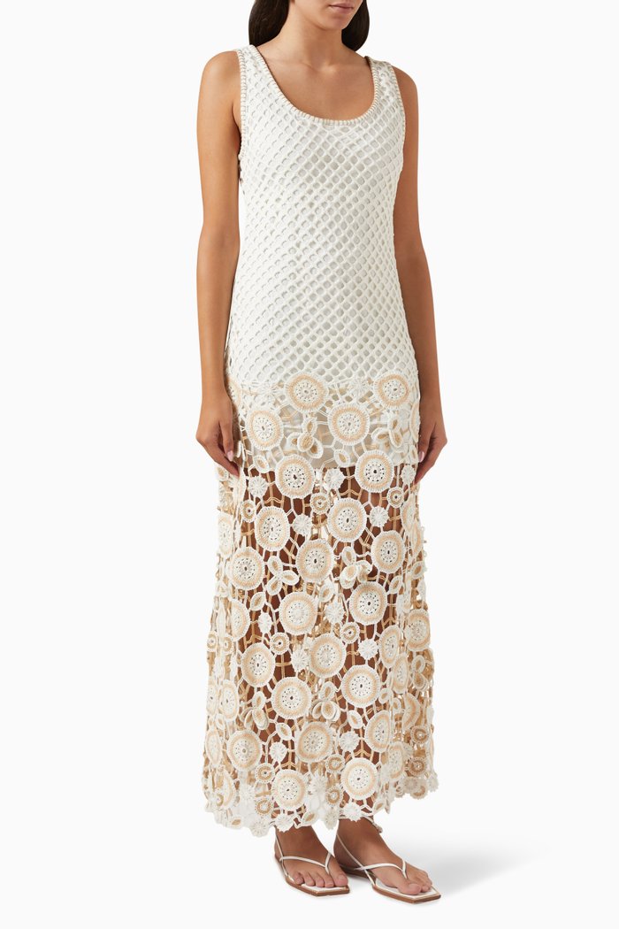 

Samilla Embroidered Maxi Dress in Cotton, White