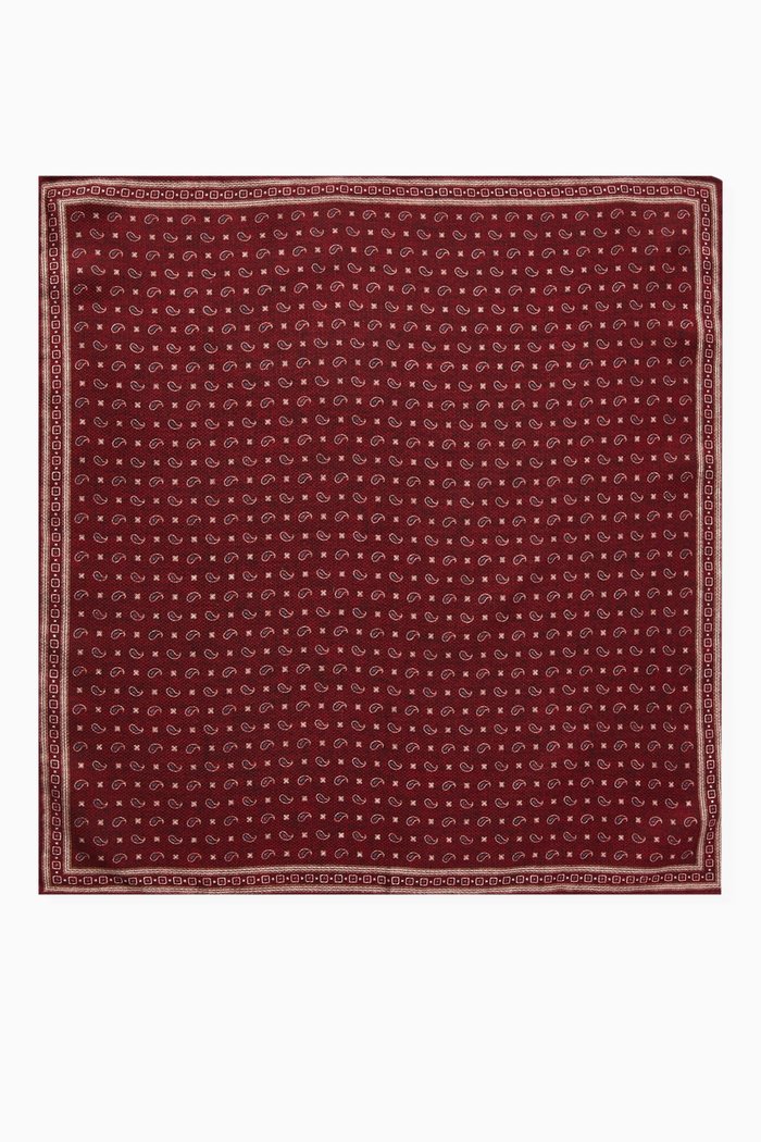 

Reversible Pocket Square in Silk Jacquard, Red