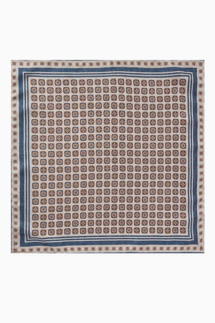 

Reversible Pocket Square in Silk Jacquard, Neutral