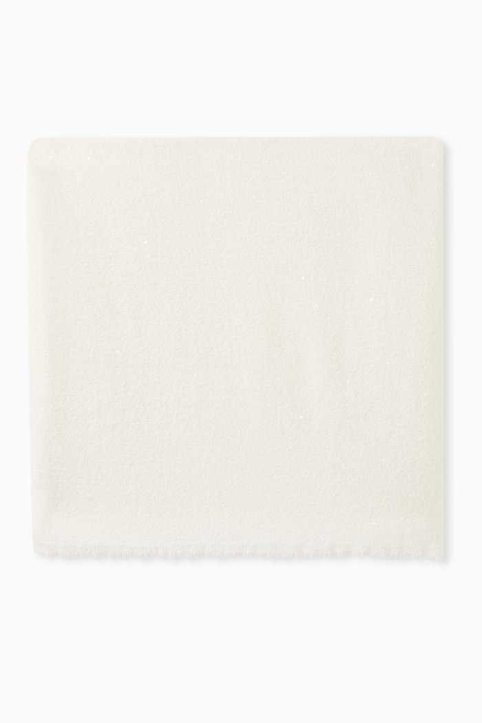 

Sequin Embroidered Scarf in Cashmere & Silk, White