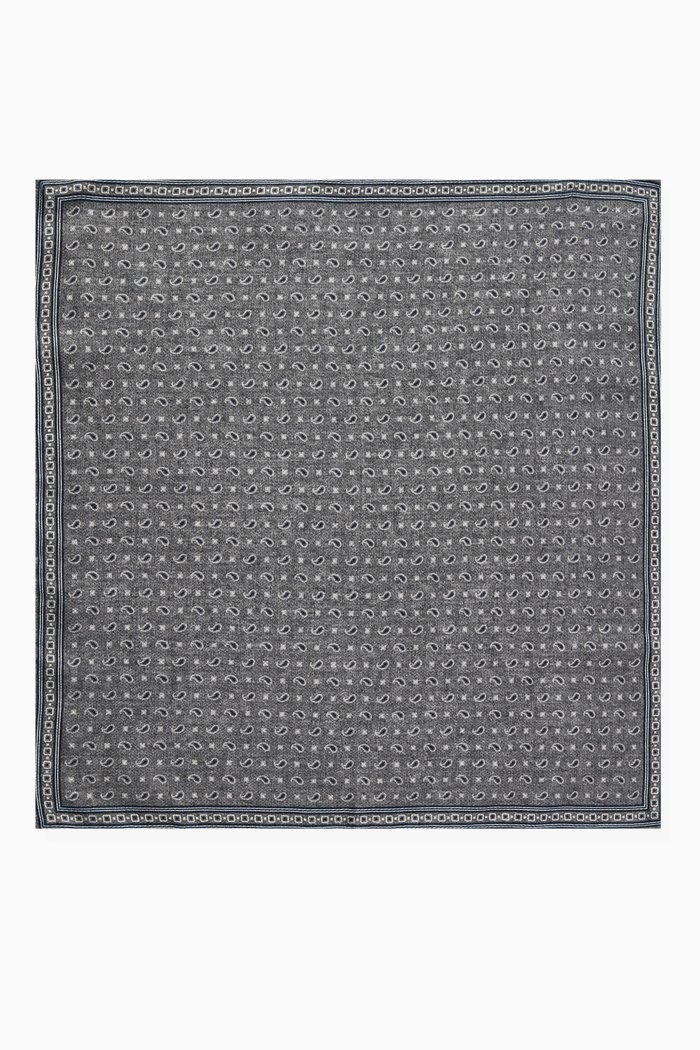 

Reversible Pocket Square in Silk Jacquard, Grey