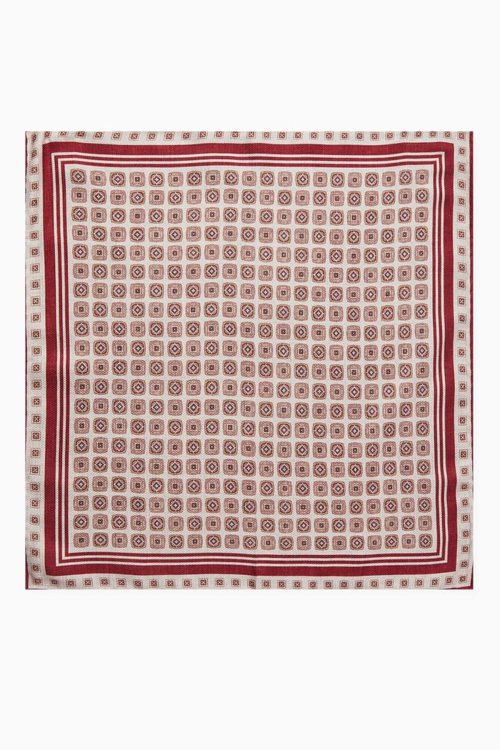 

Reversible Pocket Square in Silk Jacquard, Neutral