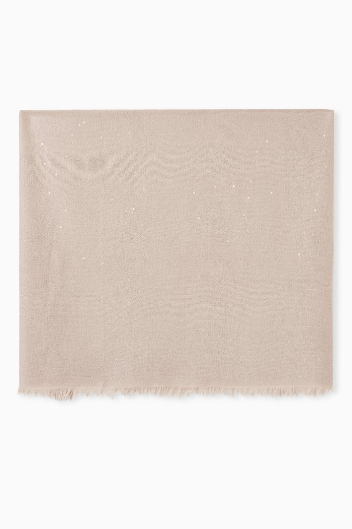 

Sequin Embroidered Scarf in Cashmere & Silk, Pink