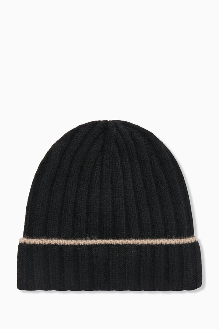 

Beanie Hat in Cashmere Rib-knit, Black