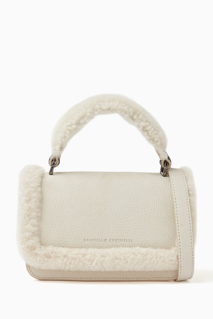 City Bag in Shearling & Nubuck, White