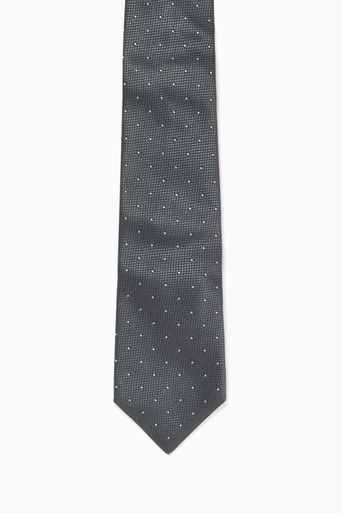 Polka Dot Tie in Silk, Grey