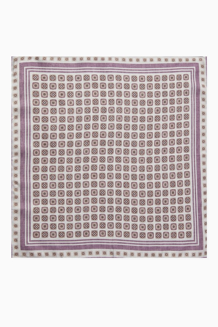Reversible Pocket Square in Silk Jacquard, Neutral