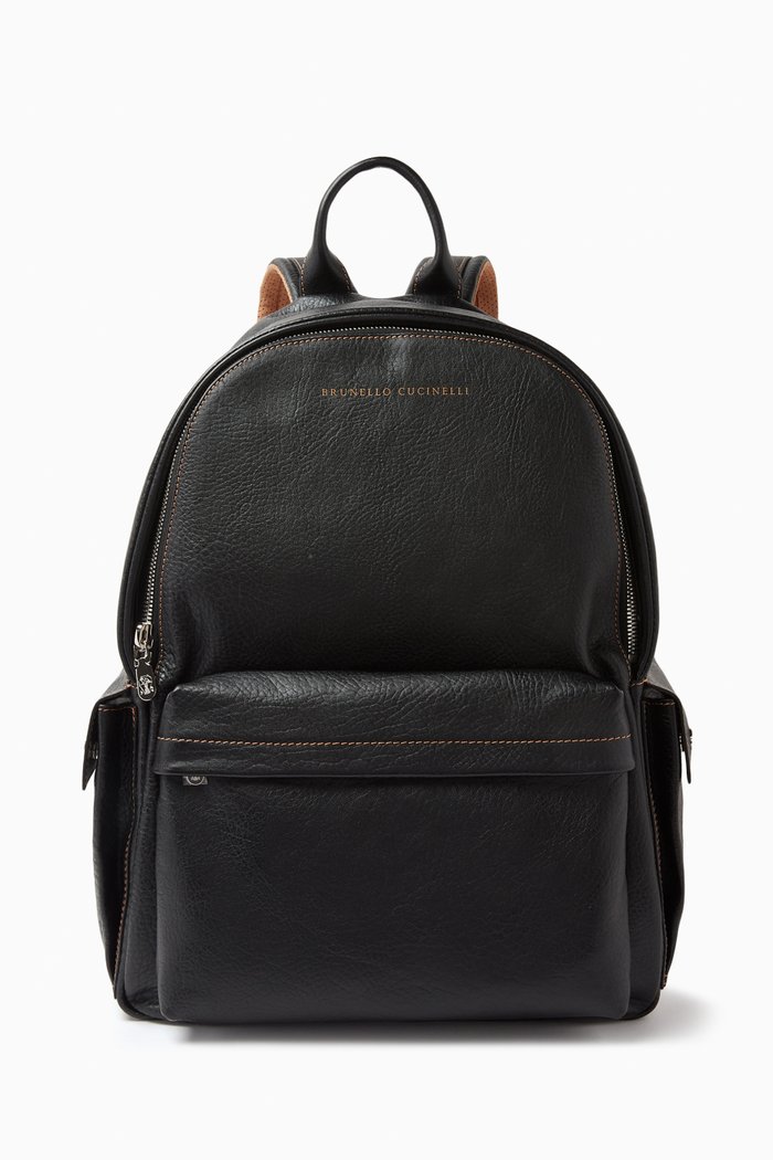 

Logo Backpack in Leather, Black