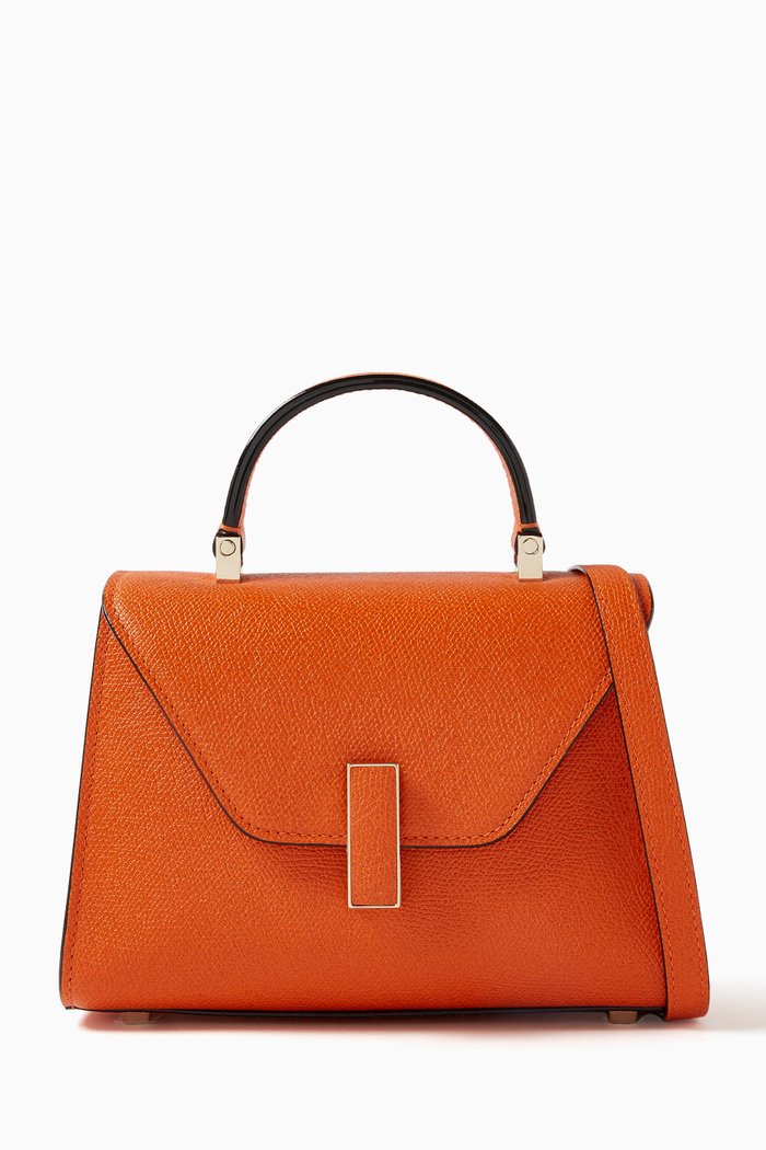 

Micro Iside Top Handle Bag in Calfskin Leather, Orange