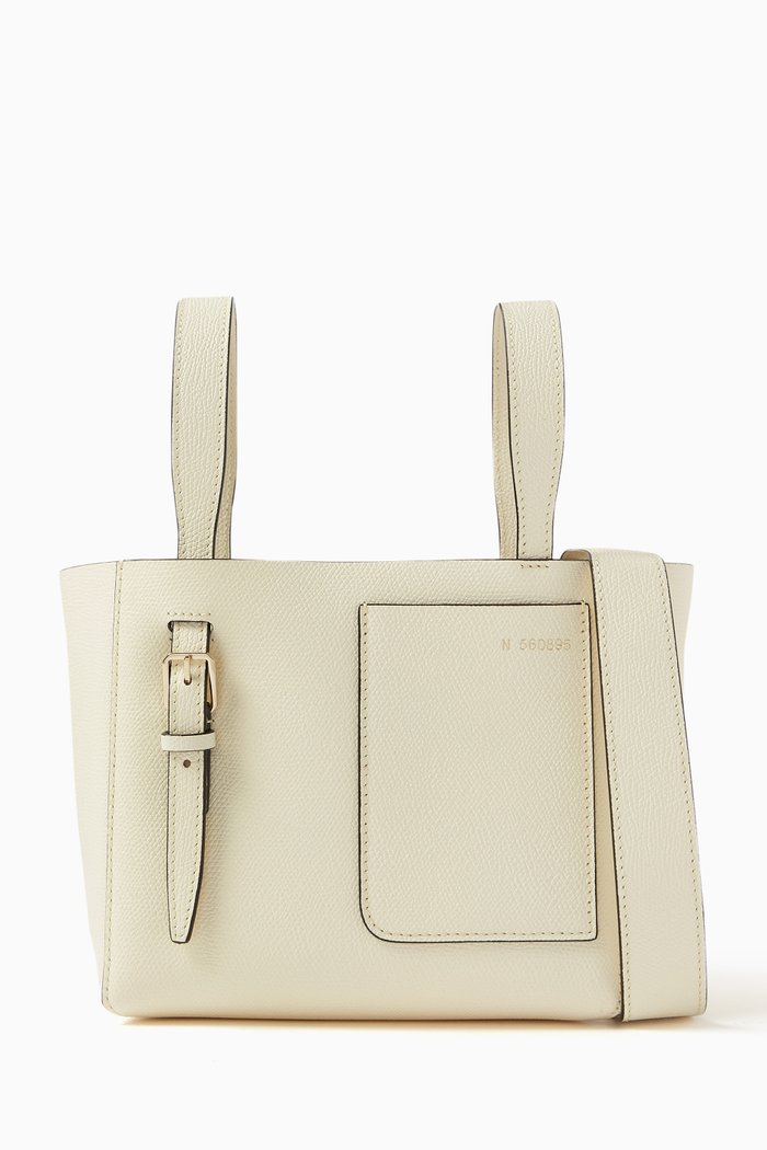 

Micro Bucket Bag in Millepunte Calfskin Leather, White