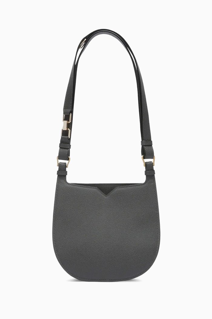 Mini Hobo Weekend Bag in Millepunte Calf Leather, Grey