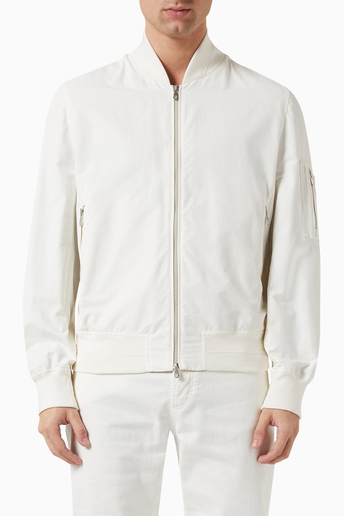 Bomber Jacket in Techno Cotton, White