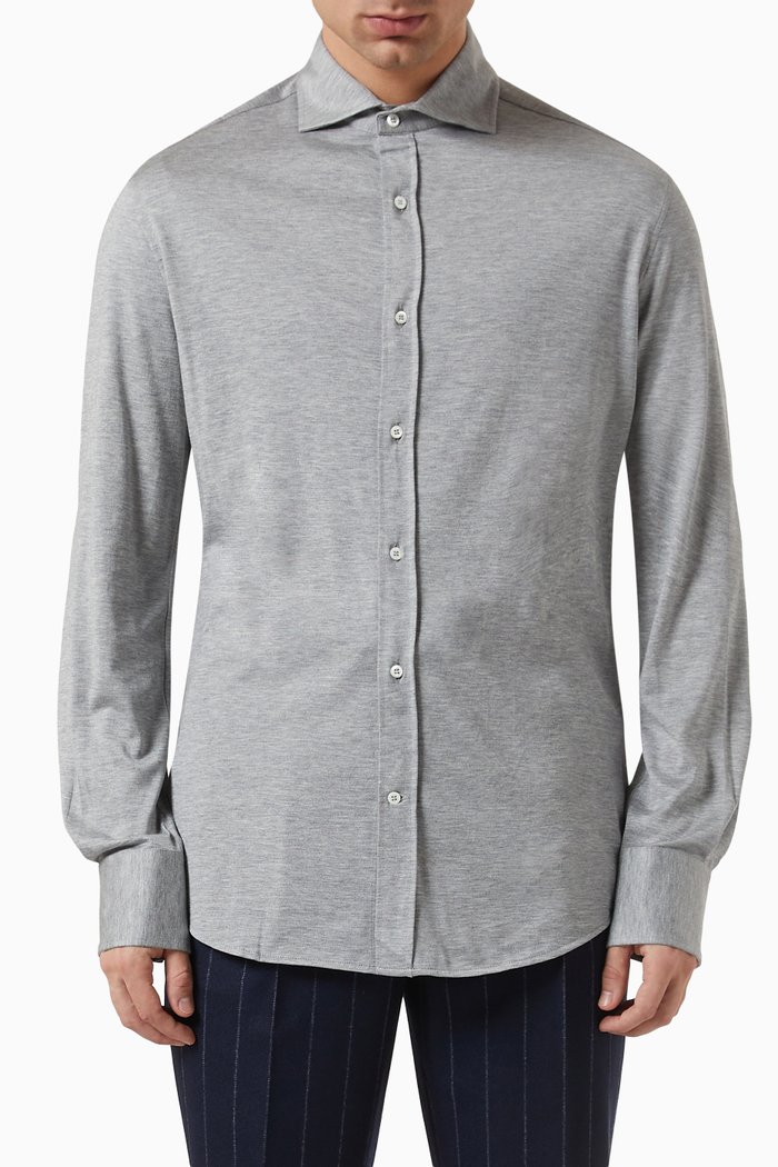 Slim Fit Shirt in Jersey, Grey