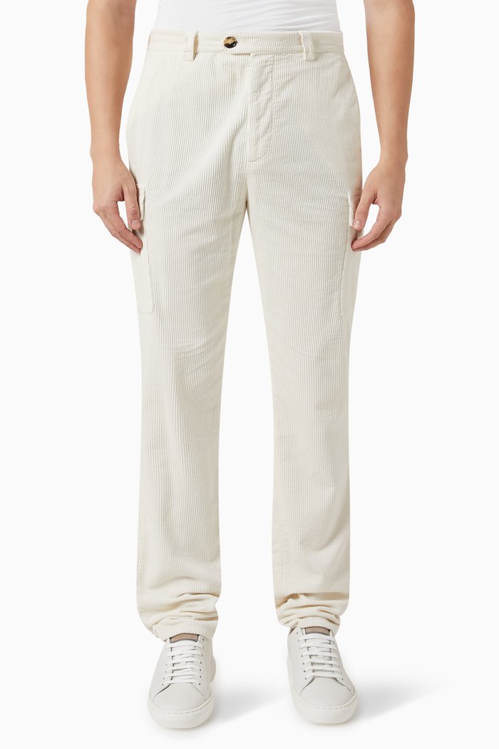 Cargo Trousers in Corduroy, White