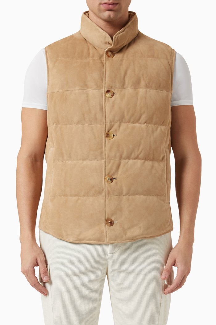 

Vest in Padded Suede, Neutral