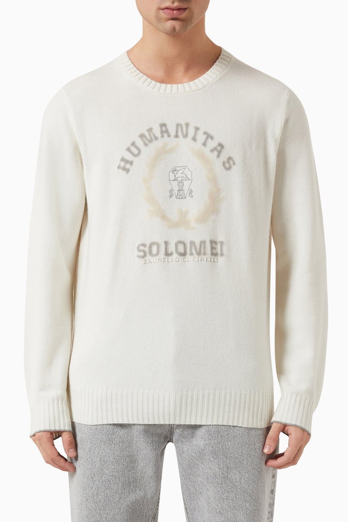 

Printed Sweater in Cashmere, White