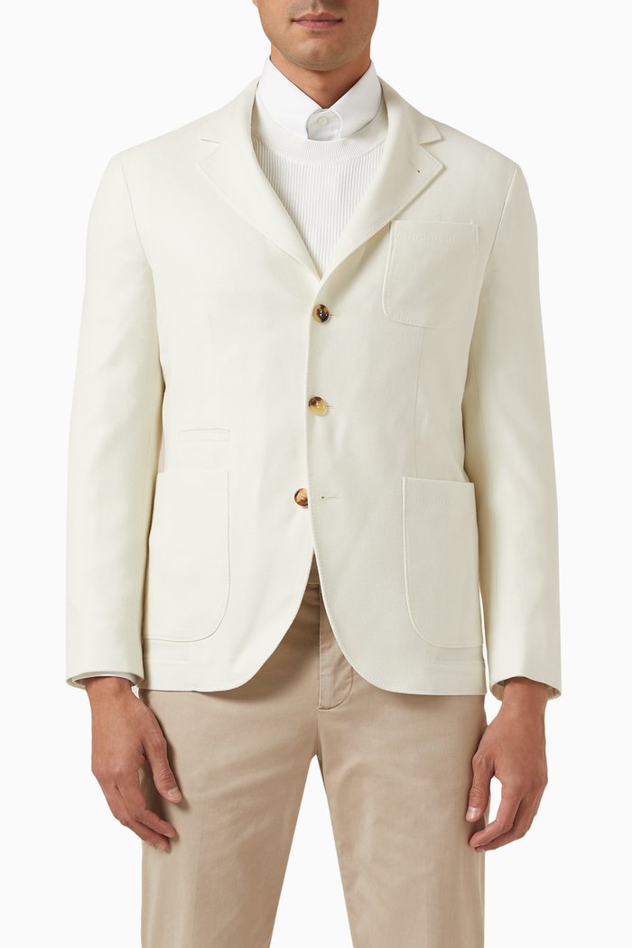 

Single-breasted Blazer in Wool-blend, White