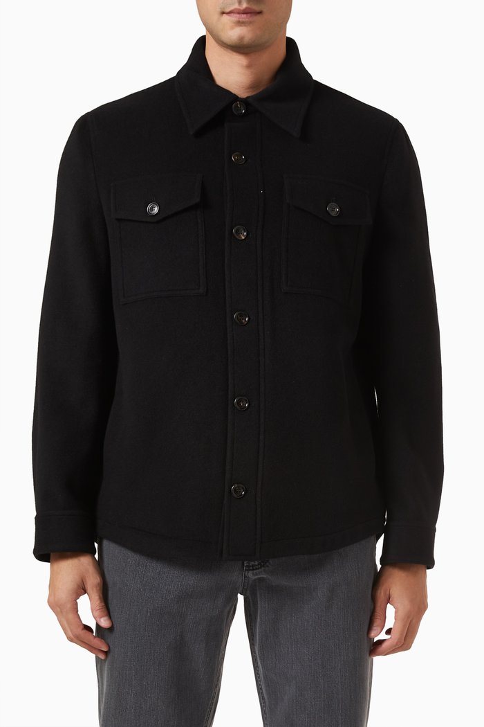 

Overshirt in Water-Resistant Cashmere, Black