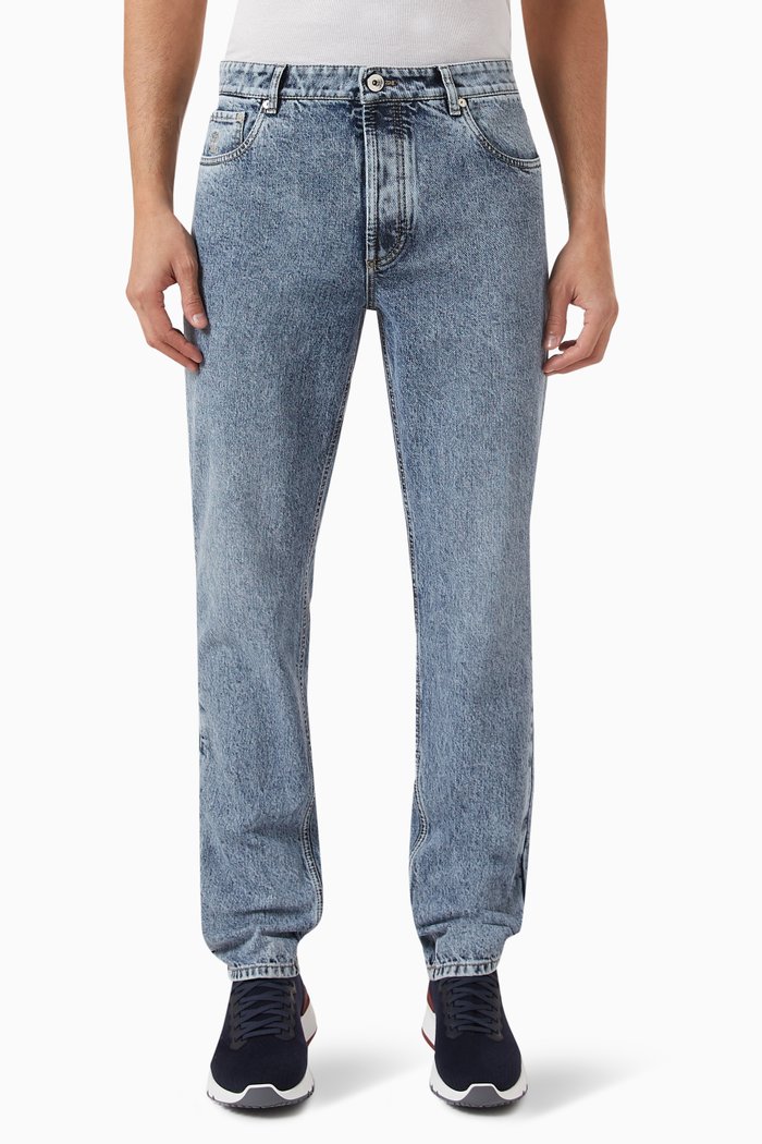 Traditional-fit Jeans in Aged Denim, Blue