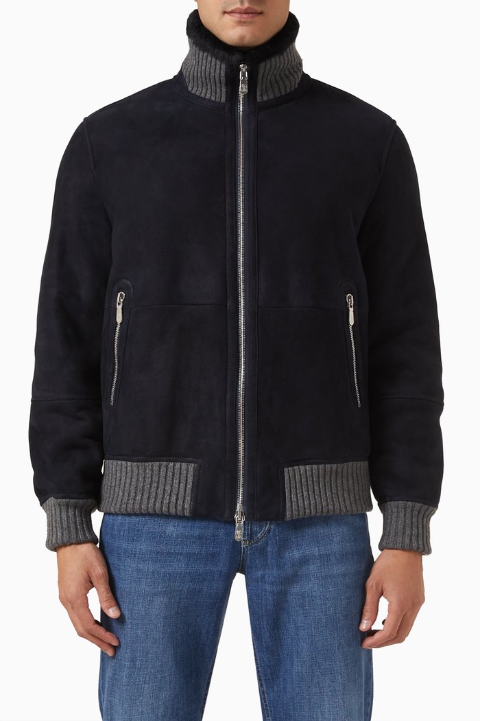 

Bomber Jacket in Sheepskin, Blue