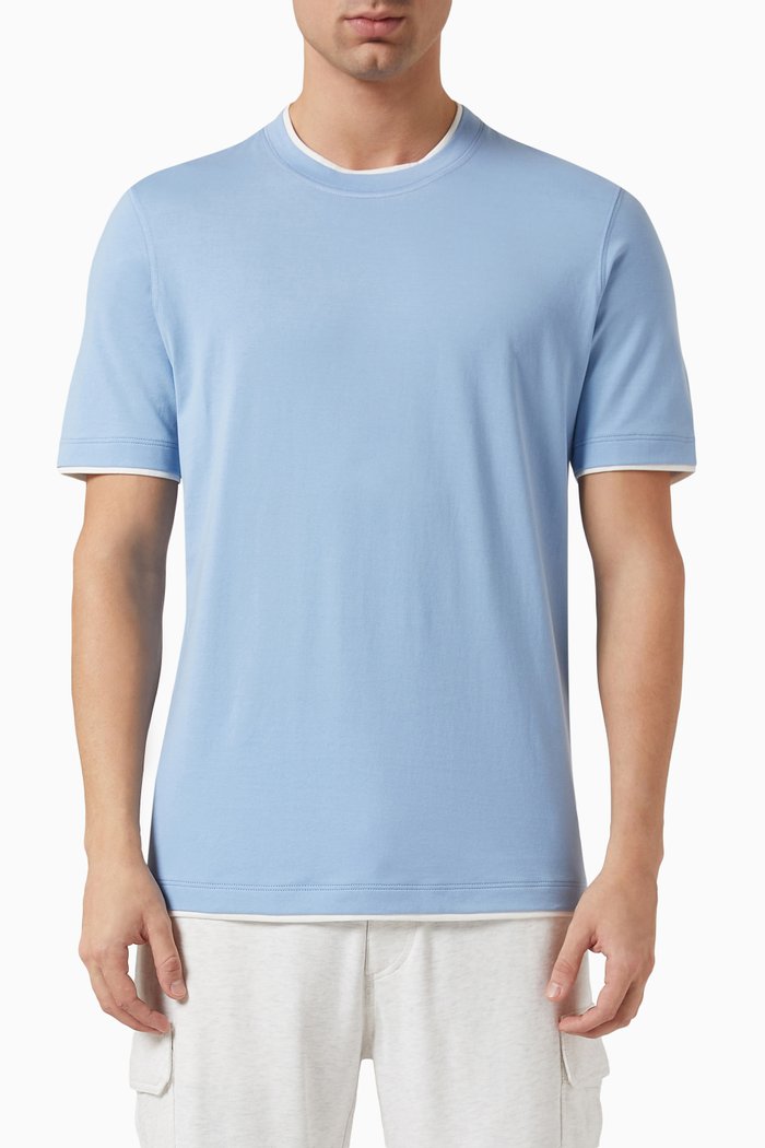

T-shirt in Cotton Jersey, Blue