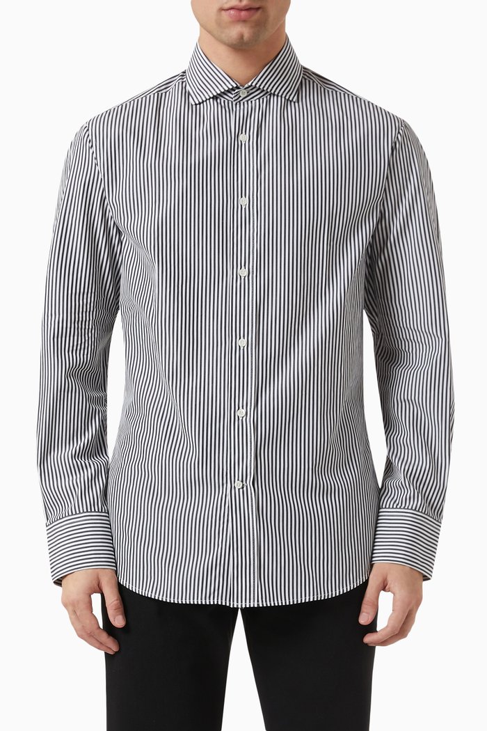 

Striped Shirt in Cotton, Black