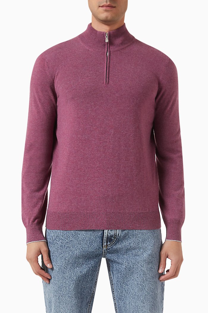 

Turtleneck Sweater in Cashmere Knit, Purple