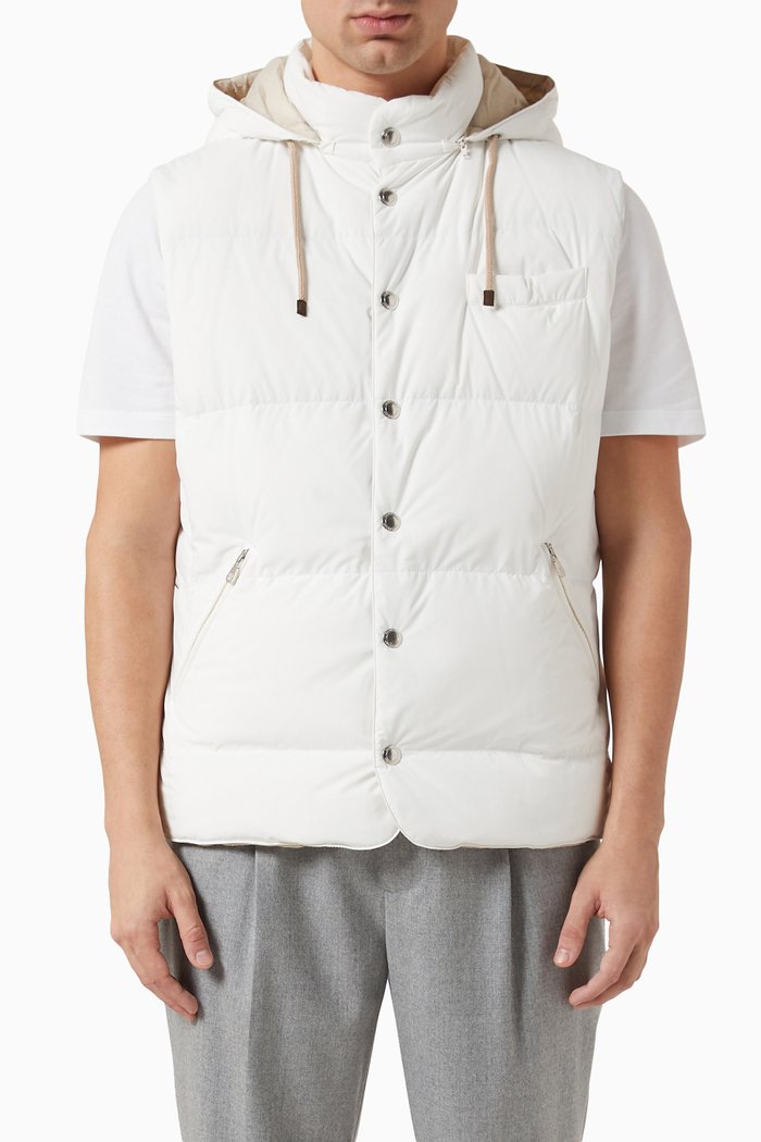 

Hooded Vest in Padded Nylon, White