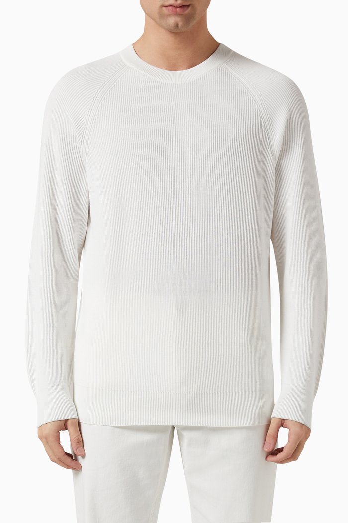 Sweater in Knit Cotton, White