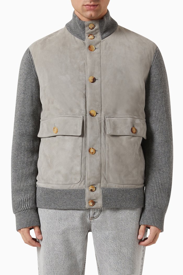 

Jacket in Padded Suede, Grey