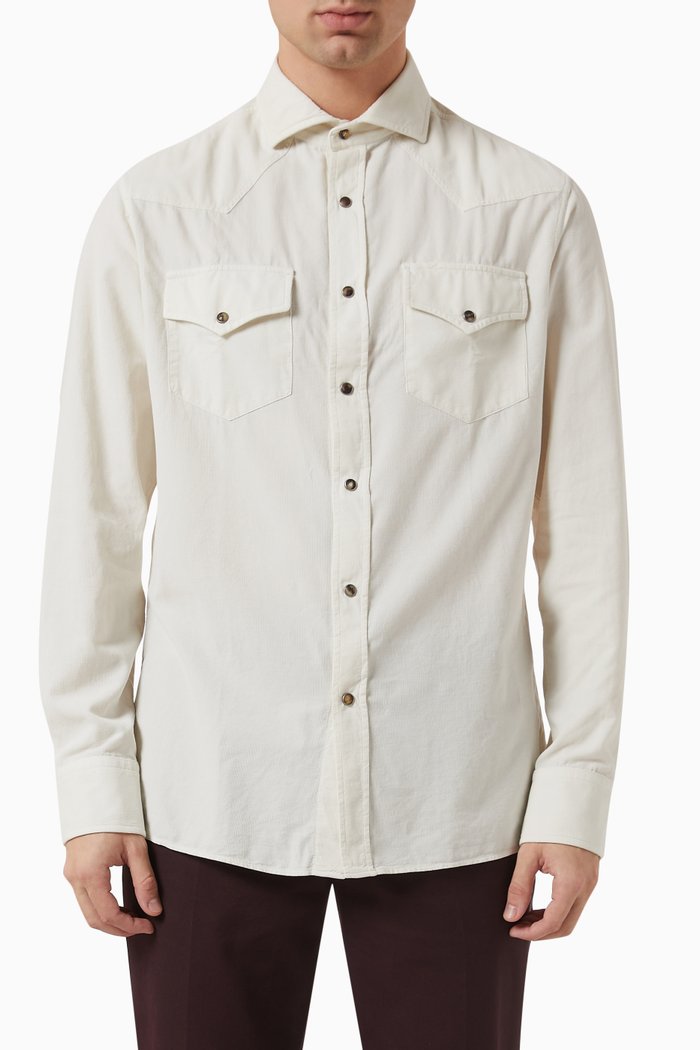

Corduroy Shirt in Cotton, White