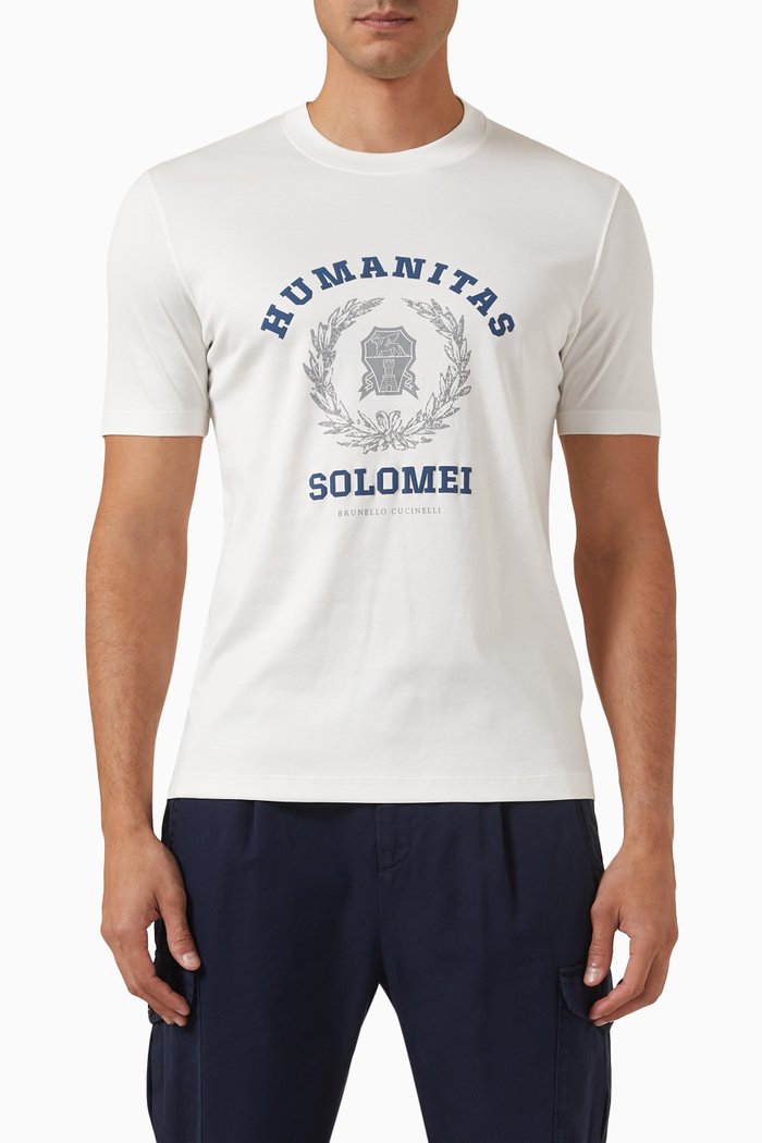 

Printed T-shirt in Cotton Jersey, White