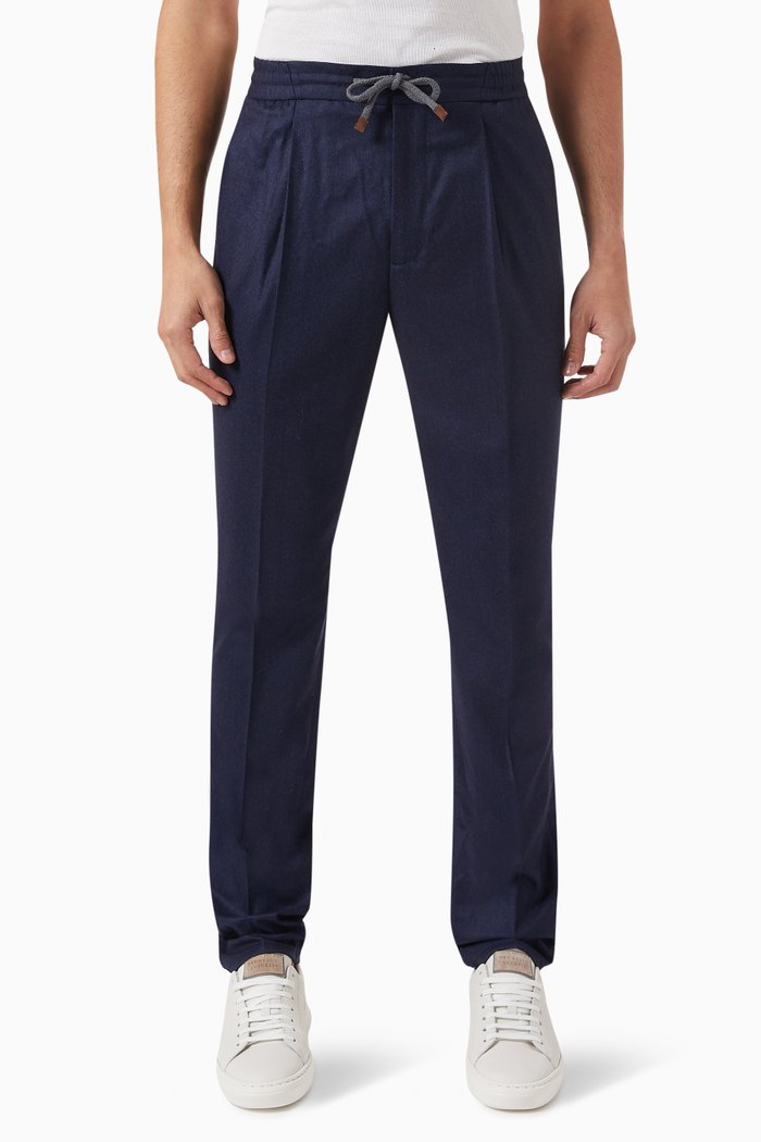 

Trousers in Virgin Wool Flannel, Blue