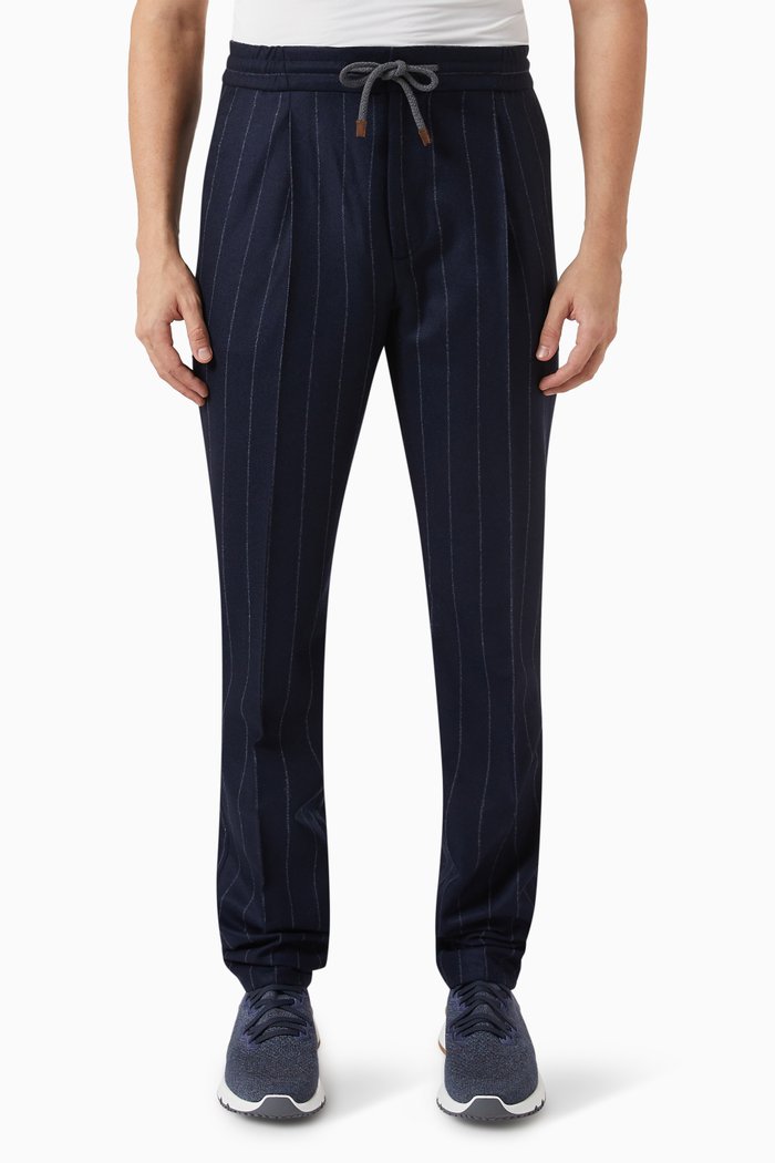 

Striped Pants in Wool, Blue