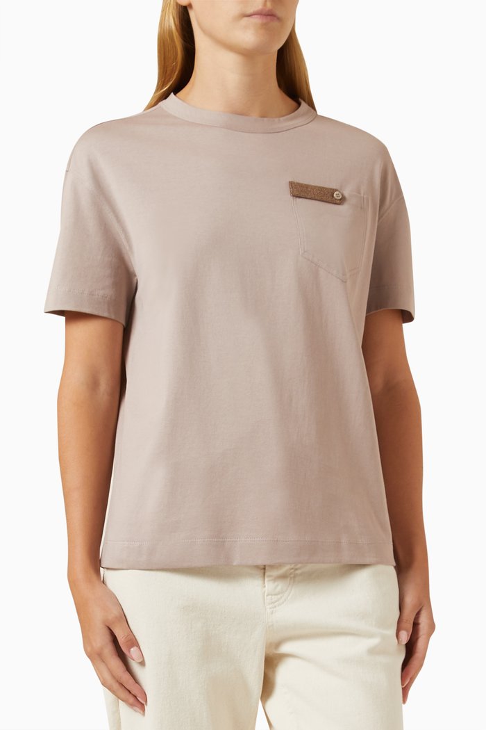 

Chest Pocket T-shirt in Cotton, Pink