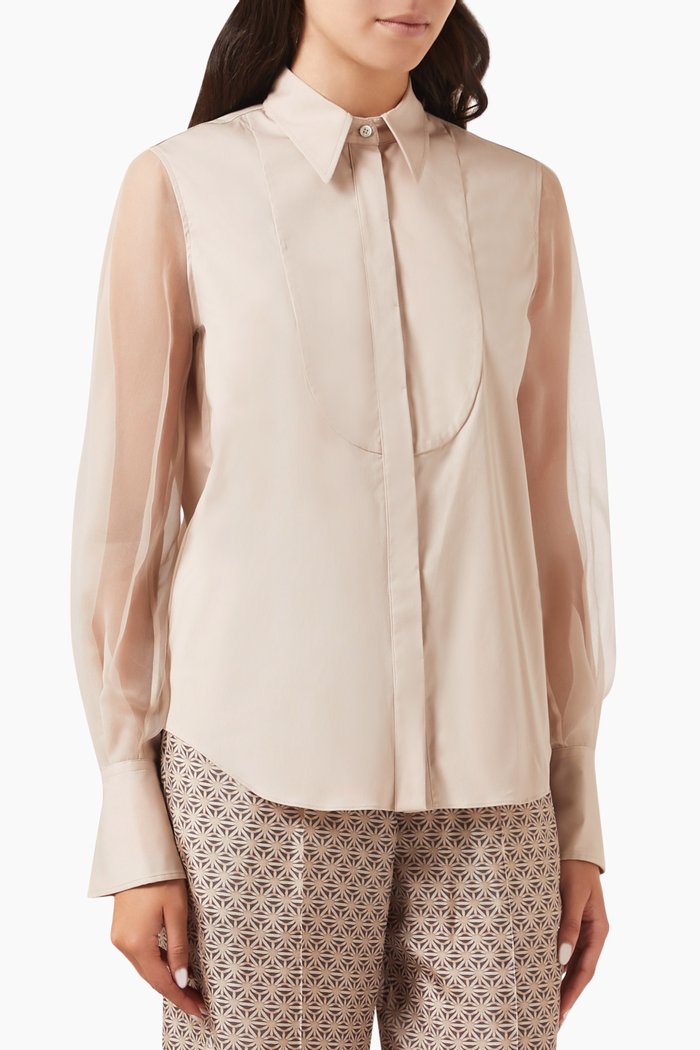 

Bib Shirt in Stretch-cotton, Pink