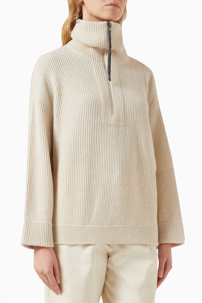 

Half-zip Sweater in Cashmere, White