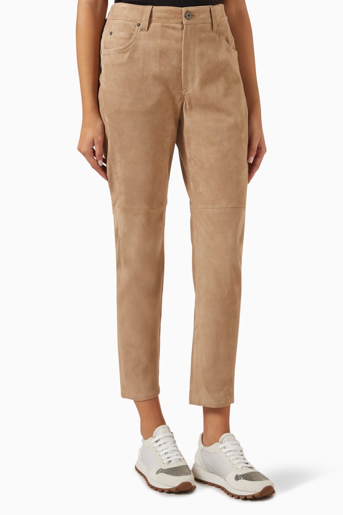 

Cropped Pants in Suede, Neutral