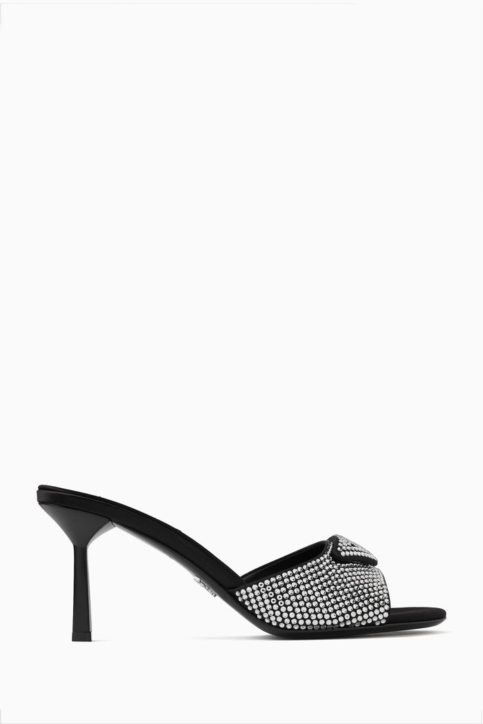 

Crystal-embellished 75 Mule Sandals in Nappa Leather, Silver