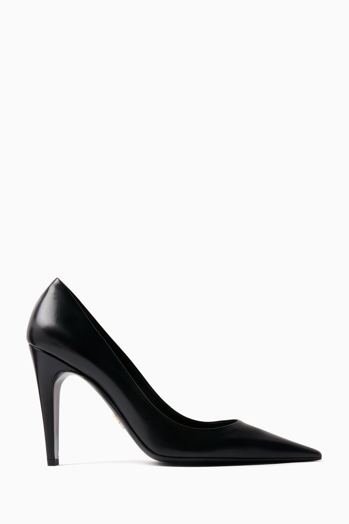 

100 Pumps in Brushed Leather, Black