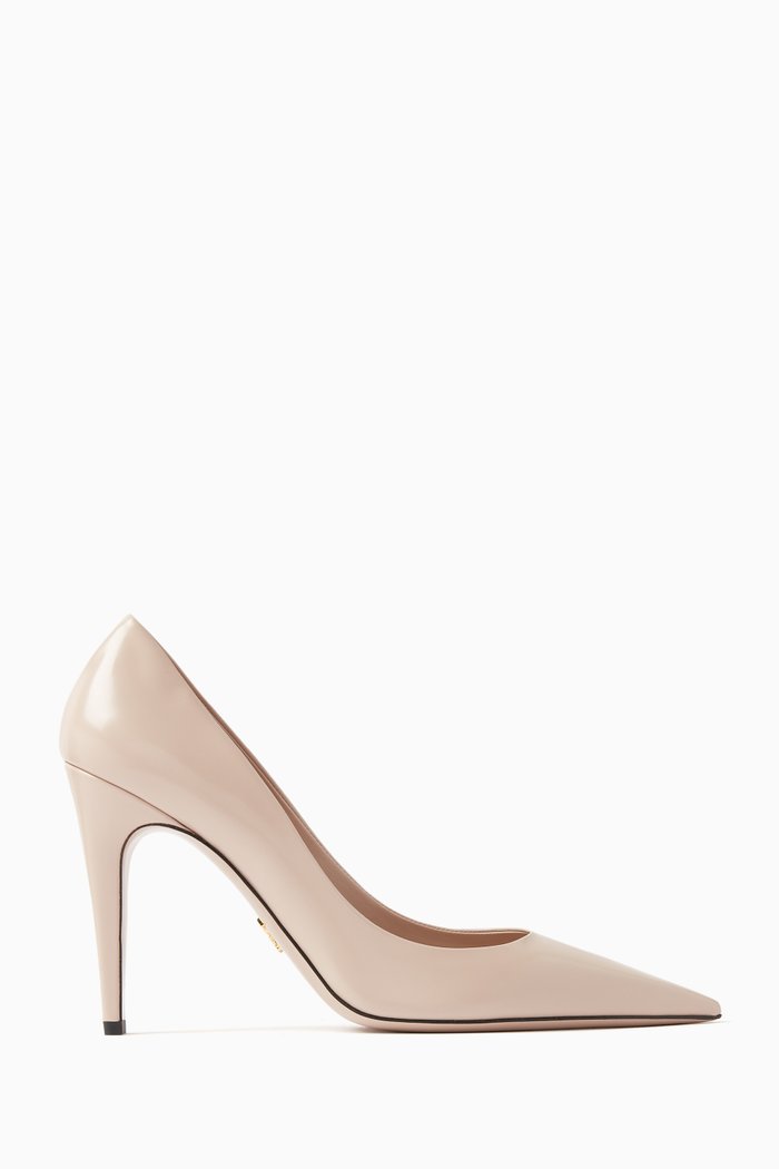 

100 Pumps in Brushed Leather, Pink