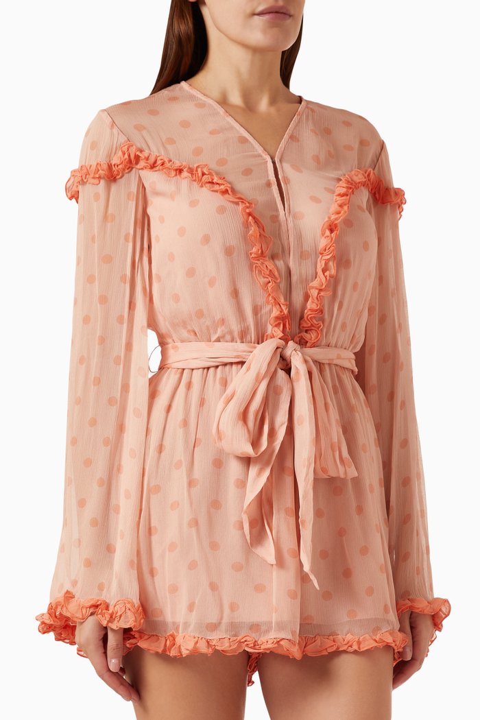 

Amica-Clearway Ruffled Playsuit, Orange