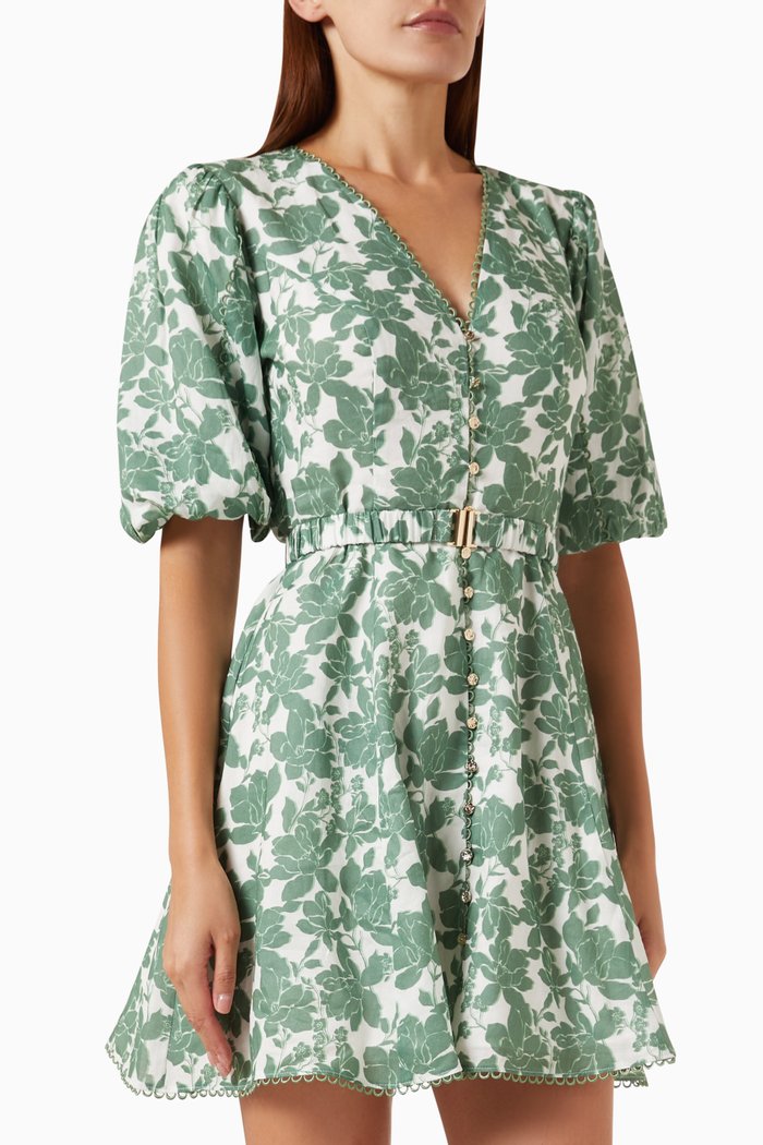 

Roma Floral-print Mini Dress, Green