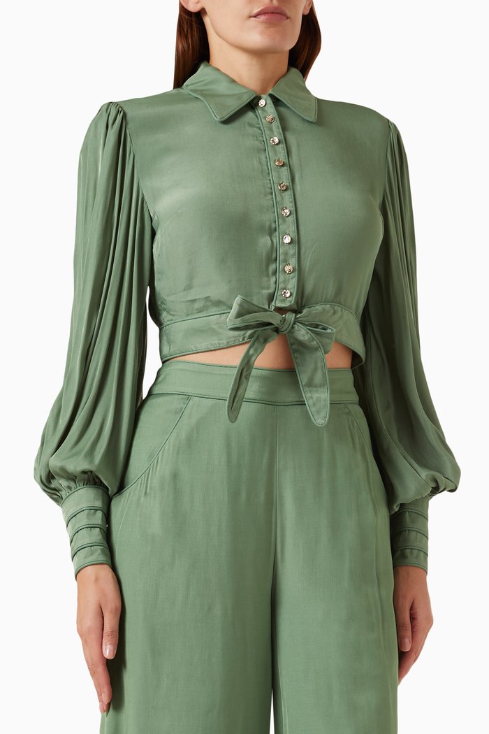 Isola Puff-sleeved Shirt, Green