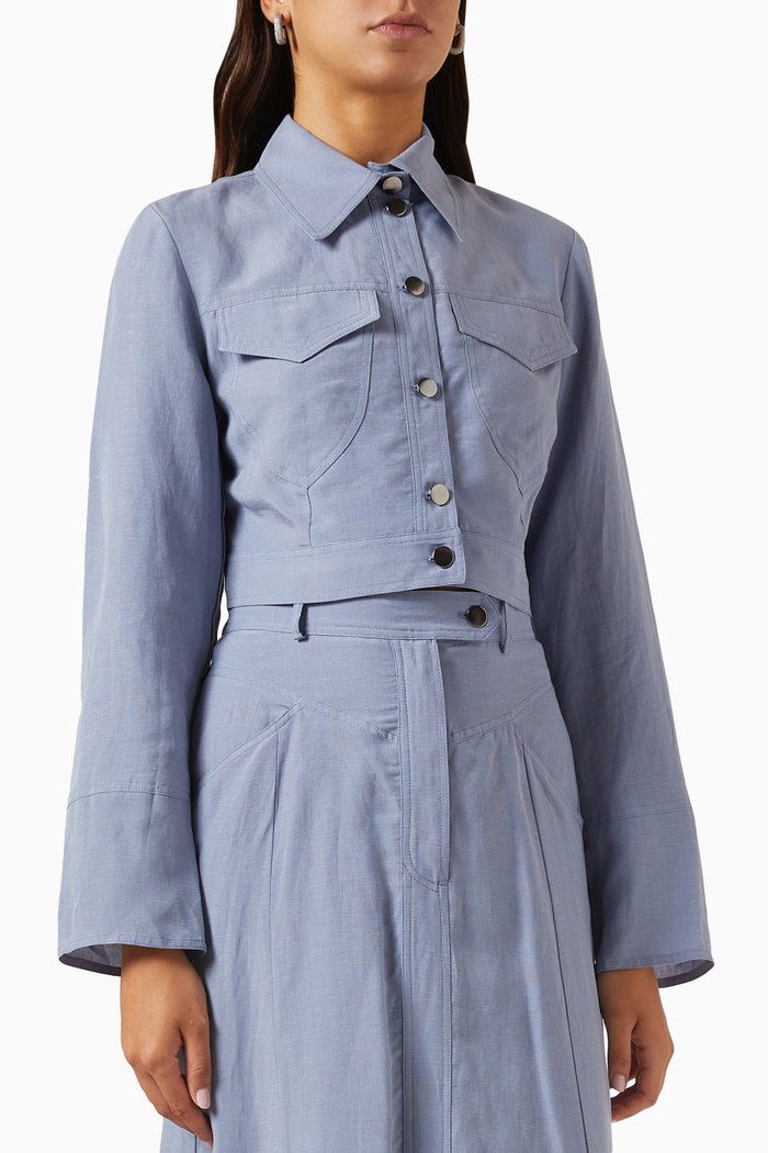 

Button-up Crop Jacket, Blue