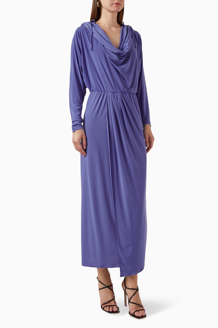 

Draped Cowl-neck Dress, Blue